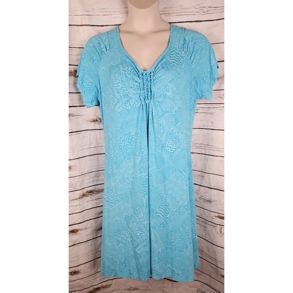 FRESH PRODUCE 1X BLUE FIN SUNRISE Cotton Flounce V Neck Dress $68 NWT New main image 1